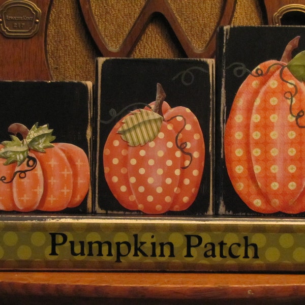 Pumpkin Patch Blocks Fall and Thanksgiving Decor Sign