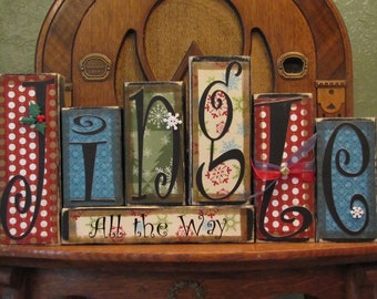 Jingle All the Way Christmas Decor, Christmas Sign, Christmas Decoration, Winter Decoration, Winter Sign Word Blocks