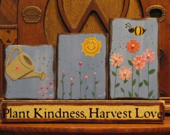 Plant Kindness, Harvest Love Spring  Sign Word Blocks