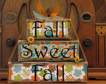 Fall Decor, Fall Sign, Fall Decoration, Thanksgiving Decor, Thanksgiving Sign- Fall Sweet Fall  Word Blocks Sign