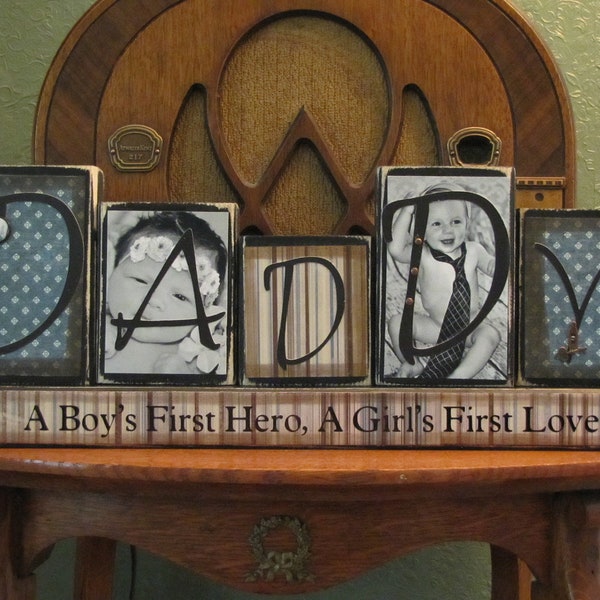 Daddy Photo Block,  Customized Daddy Sign Word Blocks with Pictures, Dad Sign,  Father's Day Gift, Daddy Photo  Gift, Birthday Gift for Dad