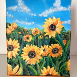 Original Art, Yellow Art, Flower Painting, Modern Art, Home Decor, Landscape Art, Nature Painting, Sunflowers, Flower Artwork, Abstract Art