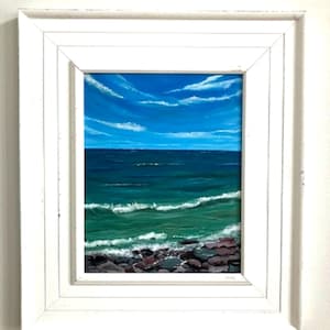 Beach Painting, Beach Art, Coastal Decor, Seaside Wall Art, Beach Lover Gift, Beach House Decor, Ocean Landscape, Ocean Waves, Framed Art