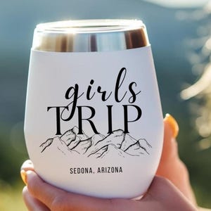 Custom Wine Tumbler, Personalized Wine Cup, Girls Trip Tumbler, Matching Trip Tumbler, Custom Vacation Cup, Personalized Trip Tumbler