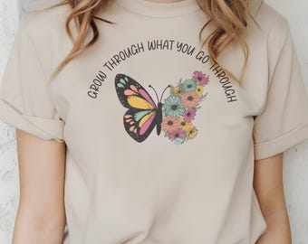 Inspirational Butterfly T-Shirt, Motivational Gift for Her, Butterfly Tee, Nature Lover Shirt, Spring Apparel, Comfortable Casual Wear,