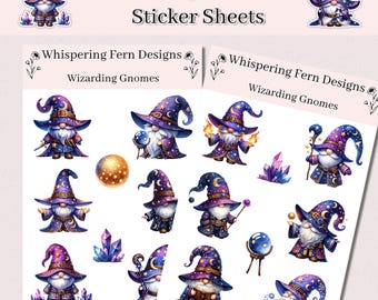 Wizarding Gnomes Sticker Sheets – Purple Wizard Gnome Stickers