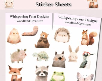 Woodland Creatures Sticker Sheets – Watercolor Forest Animal Stickers