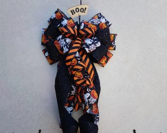 Halloween Boo Bow | Ghost, Bat, Pumpkin Bows | Front Door Bows