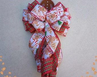 Gingi Plaid Christmas Bow | Gingerbread Bows | Christmas Bows | Front Door Bows