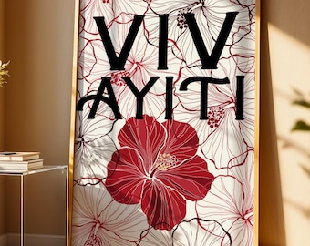 Viv Ayiti, Haiti Printable, Long Live Haiti Art Print, Haiti Quote Print, Haitian Saying Printable, Haitian Digital Download, Ayiti Cheri