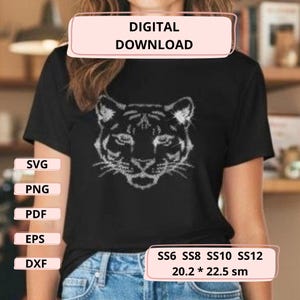 Tiger Rhinestone Template SVG, Bling Tiger Cut File for Cricut, Rhinestone Pattern for T-Shirts Hoodies, Dxf Png Eps Pdf Digital Download