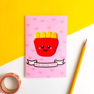 Fries vor Jungs Grußkarte, Galentinstag, Freundschaftskarte, Valentinstag, Karten für die beste Freundin, Freundkarte, beste Freundin Karte