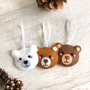 Bear Hanging Decoration, felt Christmas tree decorations, cute brown bear decoration, felt polar bear hanging ornament, cute festive decor image 10