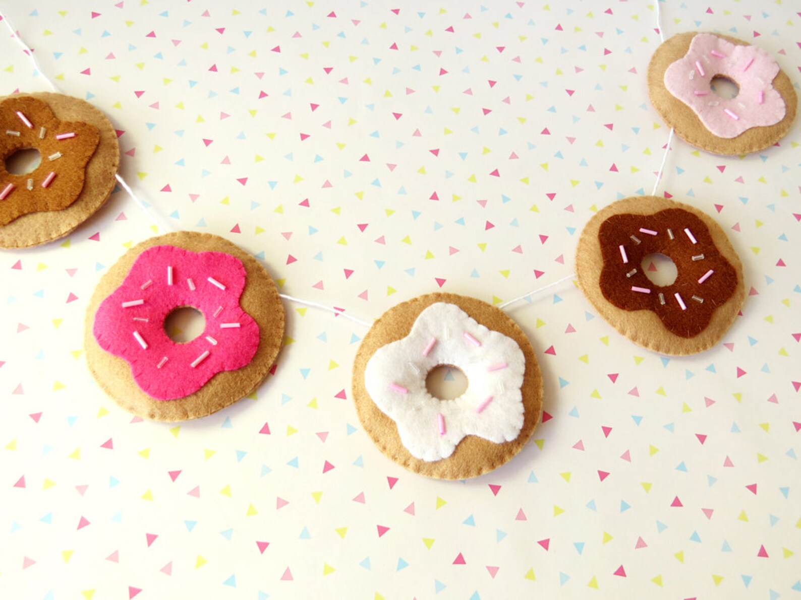 Chocolate Donut Garland felt doughnut bunting cute food | Etsy