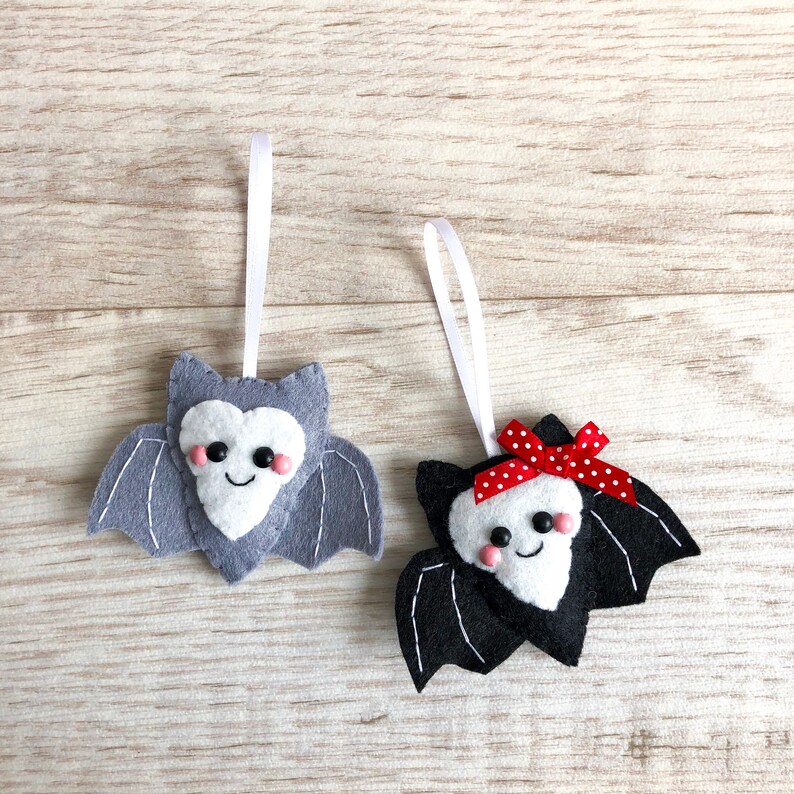 Felt Bat Tree Decoration Hanging Bats Decoration Spooky Cute Etsy