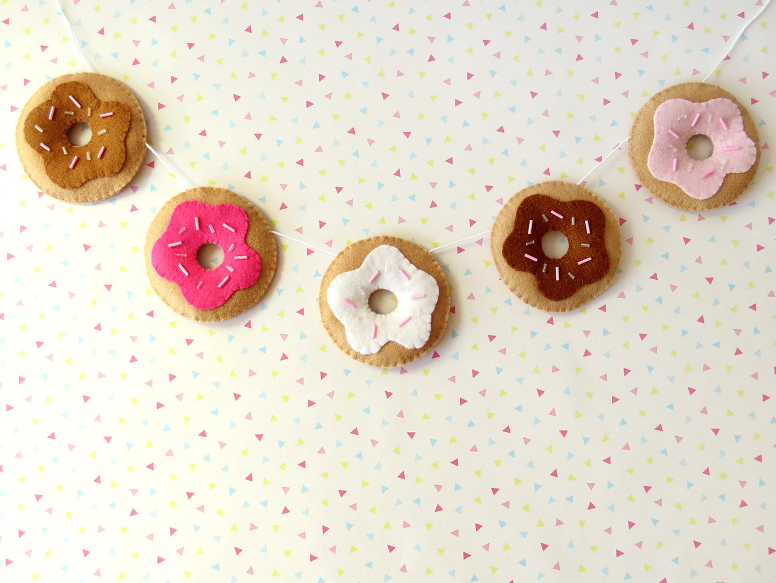 Chocolate Donut Garland felt doughnut bunting cute food | Etsy