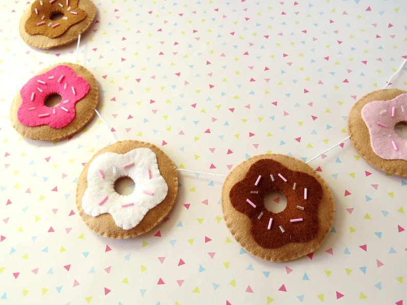 Chocolate Donut Garland felt doughnut bunting cute food | Etsy