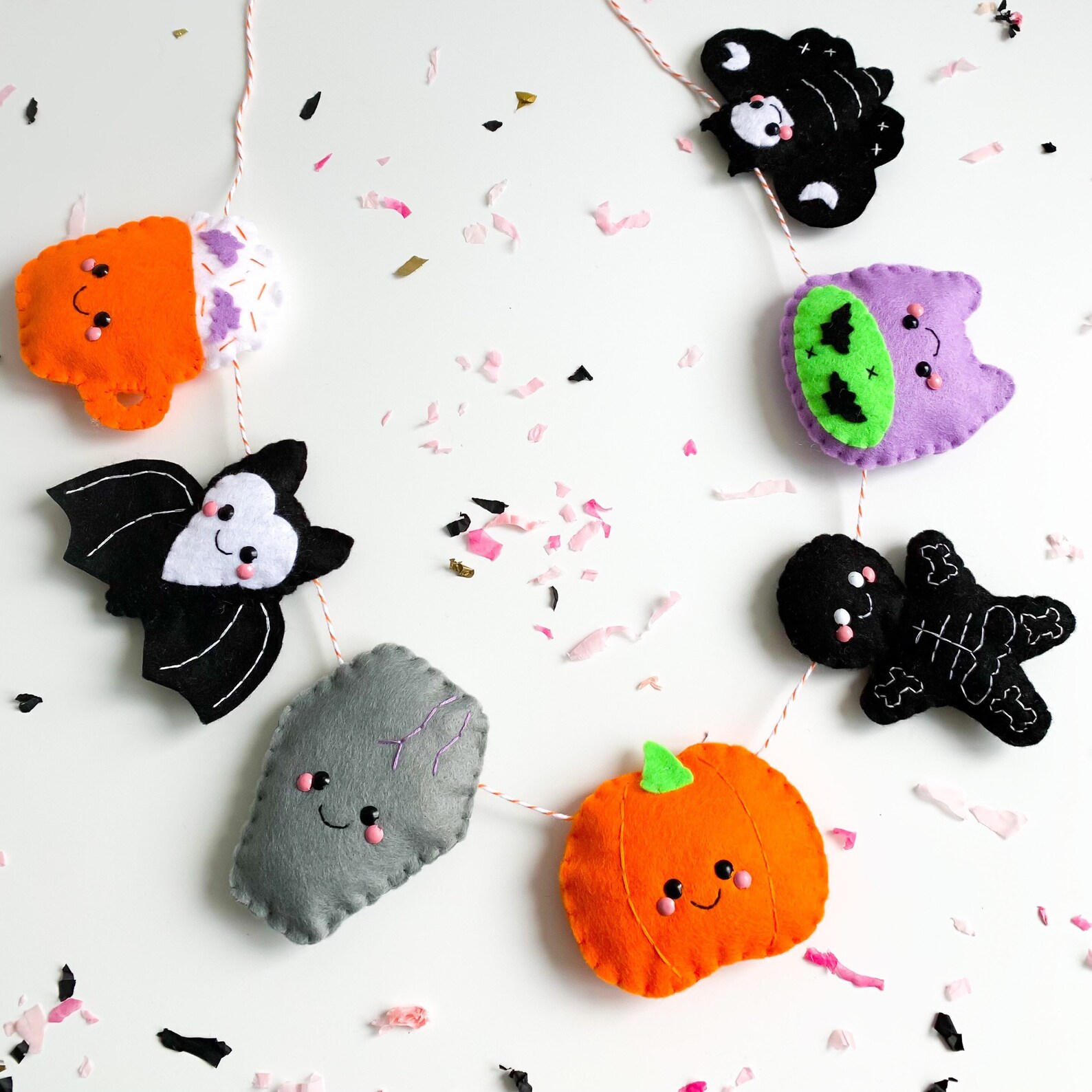 Halloween Felt Garland Halloween Home Decor Spooky Felt Etsy
