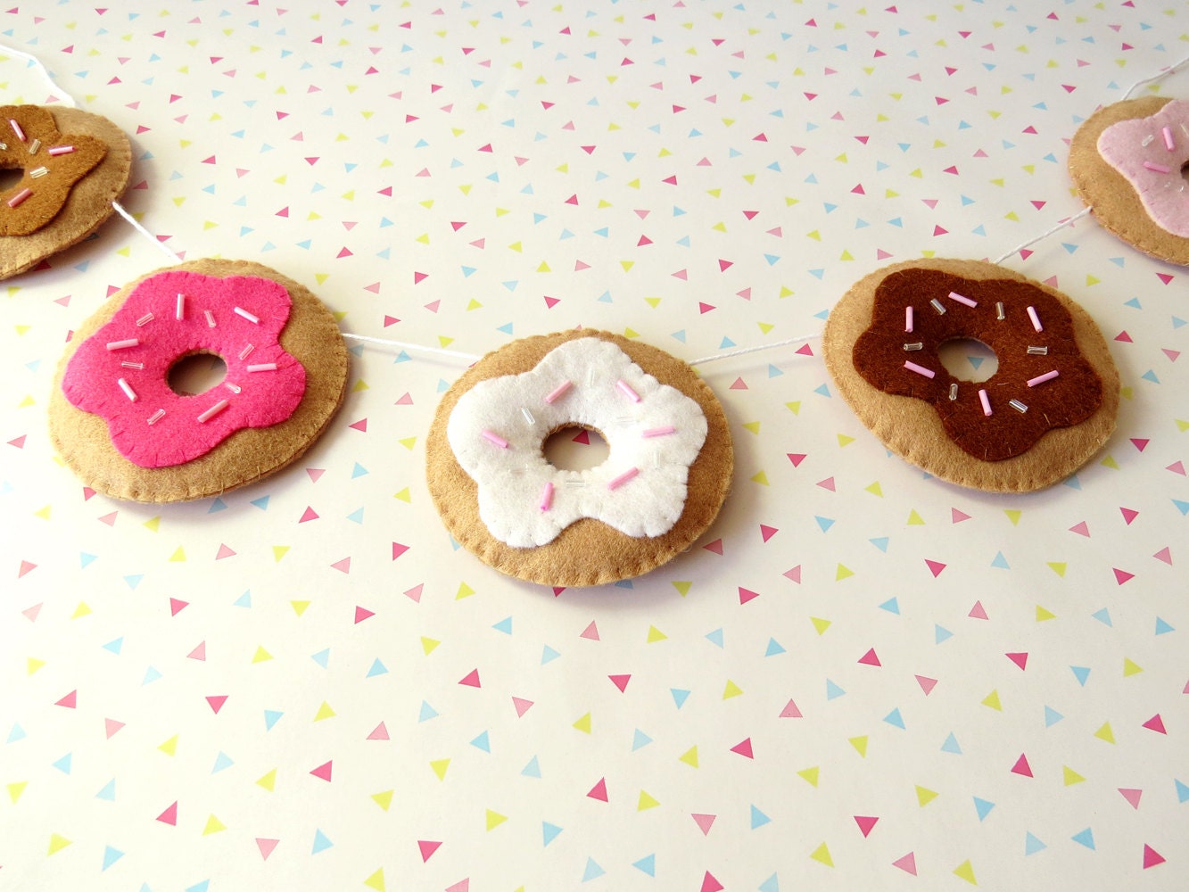 Chocolate Donut Garland felt doughnut bunting cute food | Etsy