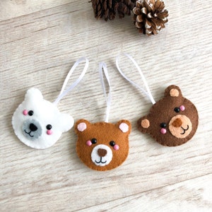 Bear Hanging Decoration, felt Christmas tree decorations, cute brown bear decoration, felt polar bear hanging ornament, cute festive decor image 9