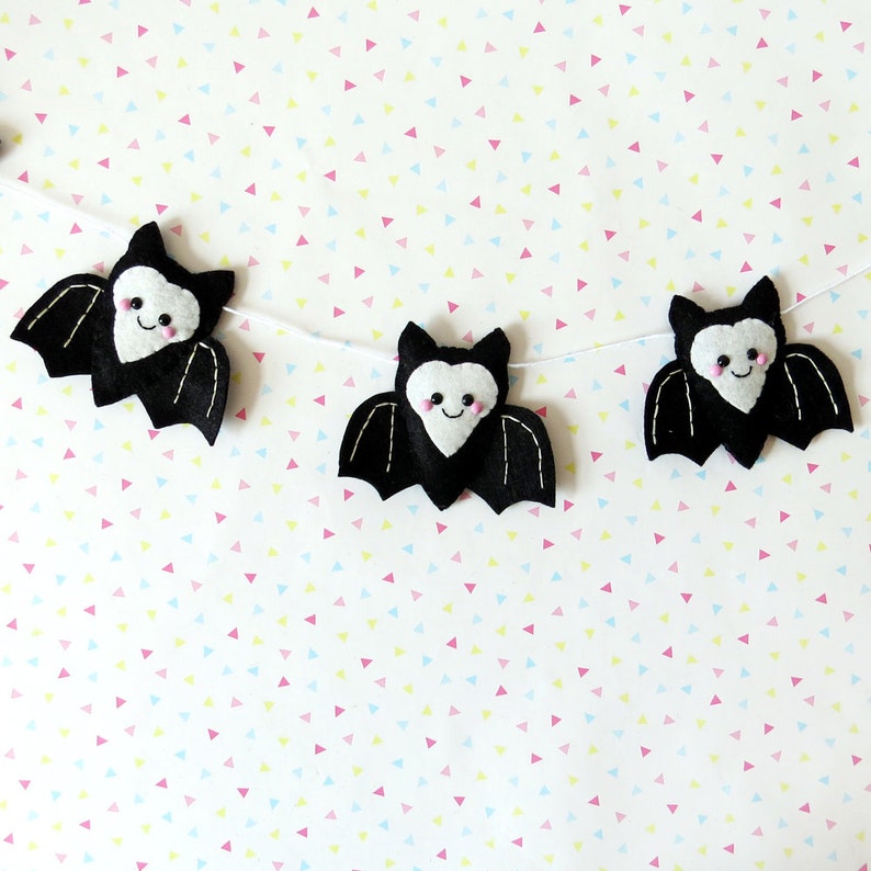 Black Bat Garland Cute Halloween Bunting Felt Halloween Etsy UK