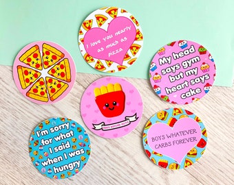 Funny Food Stickers, food pun vinyl decal, kawaii food stickers, cute pizza sticker, planner journal stickers, laptop decal, funny gift