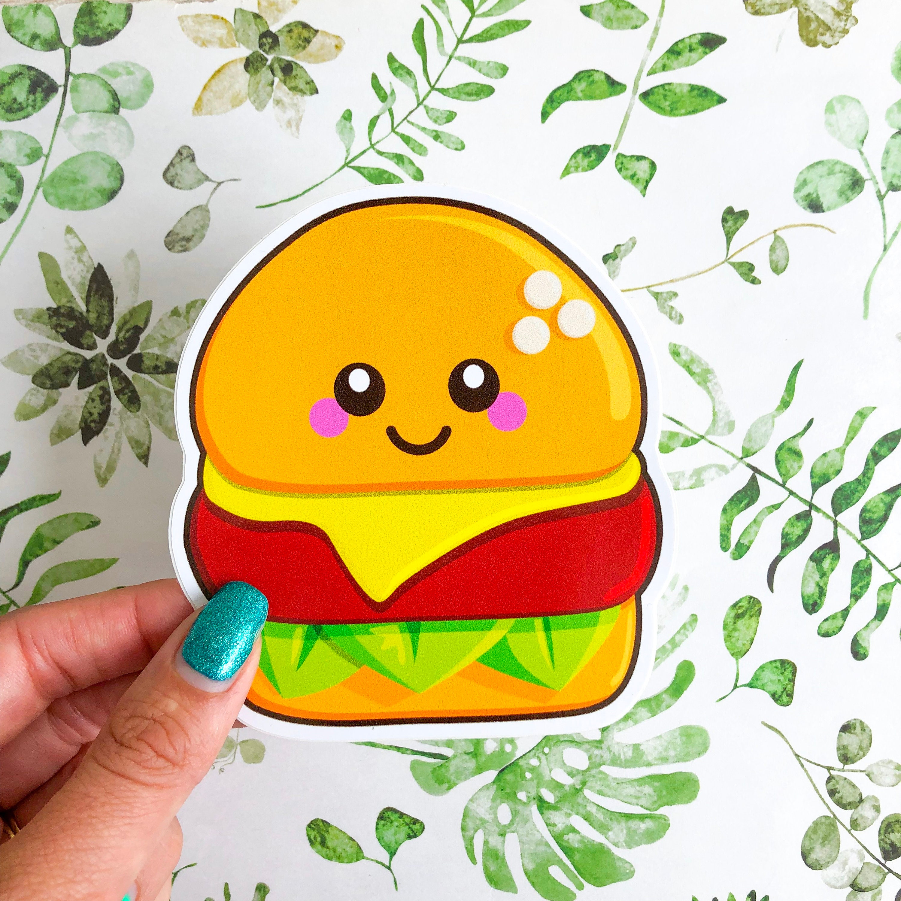 Cute and funny smiling hamburger - Smiling Hamburger - Sticker
