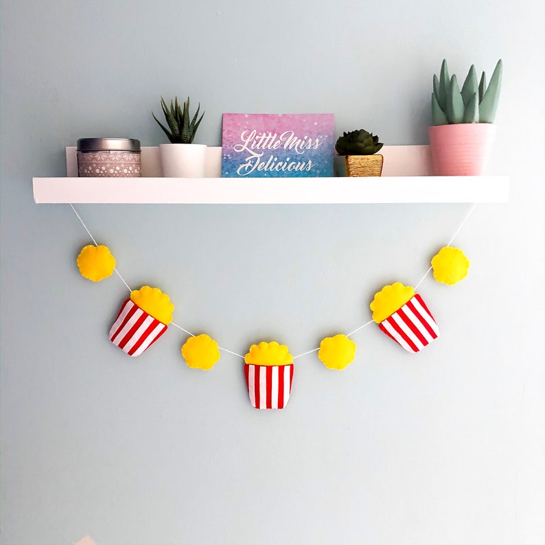 Popcorn Felt Garland Cute Wall Hanging Fast Food Bunting Etsy