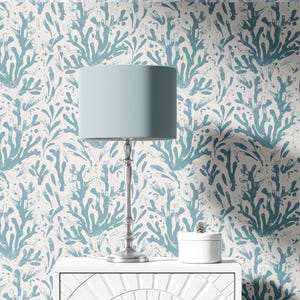 Blue Coral Peel and Stick Wallpaper: Coastal Beach House Decor