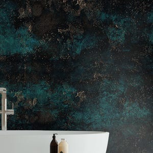Deep Green Stone Effect Abstract Wallpaper – Textured Marble Effect Peel and Stick Wall Mural , Emerald Wall Decor for Bathroom & Bedroom