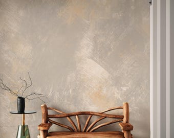 Elegant Neutral Peel and Stick Limewash Wallpaper , Textured Beige Gold Abstract Mural , Removable Self-Adhesive Wall Decor for Accent Wall