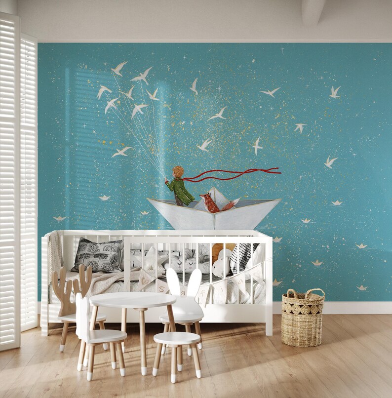 Whimsical Nursery Wallpaper - Removable Peel and Stick Kids Wall Mural ...