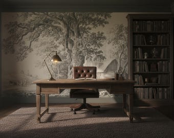 Vintage Forest Wallpaper , Scenic Tree Mural , Peel and Stick or Traditional