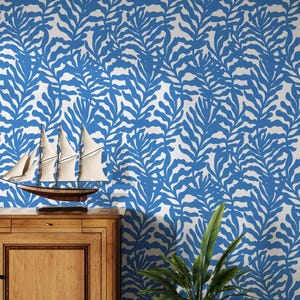 Deep Blue Coastal Wallpaper: Peel and Stick Nautical Wall Mural image 5