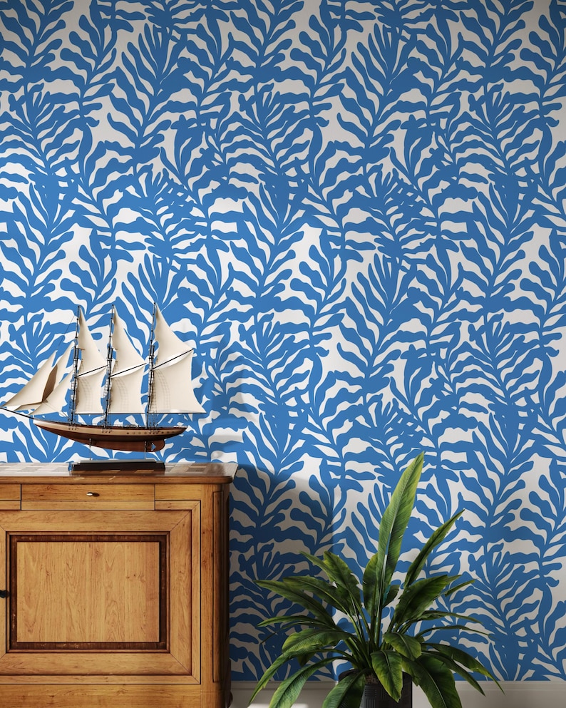 Deep Blue Coastal Wallpaper: Peel and Stick Nautical Wall Mural image 5