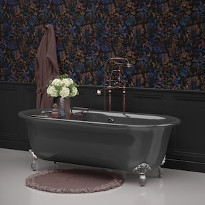 Luxury Baroque Wallpaper - Dark Damask Wall Mural - Vintage Ornate Pattern - Elegant Gothic Home Decor - Dramatic Statement Wall Art