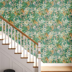 Bold Botanical Floral Peel and Stick Wallpaper – Green Jungle Removable Tropical Wall Mural for Bathroom, Bedroom, Nursery, and Living Room