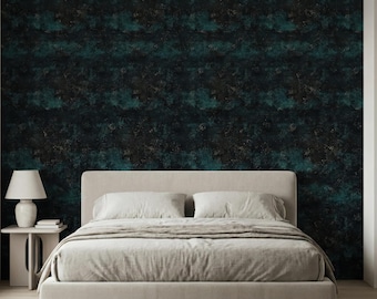 Emerald Marble Peel and Stick Wallpaper: Deep Green Stone Effect Wall Mural