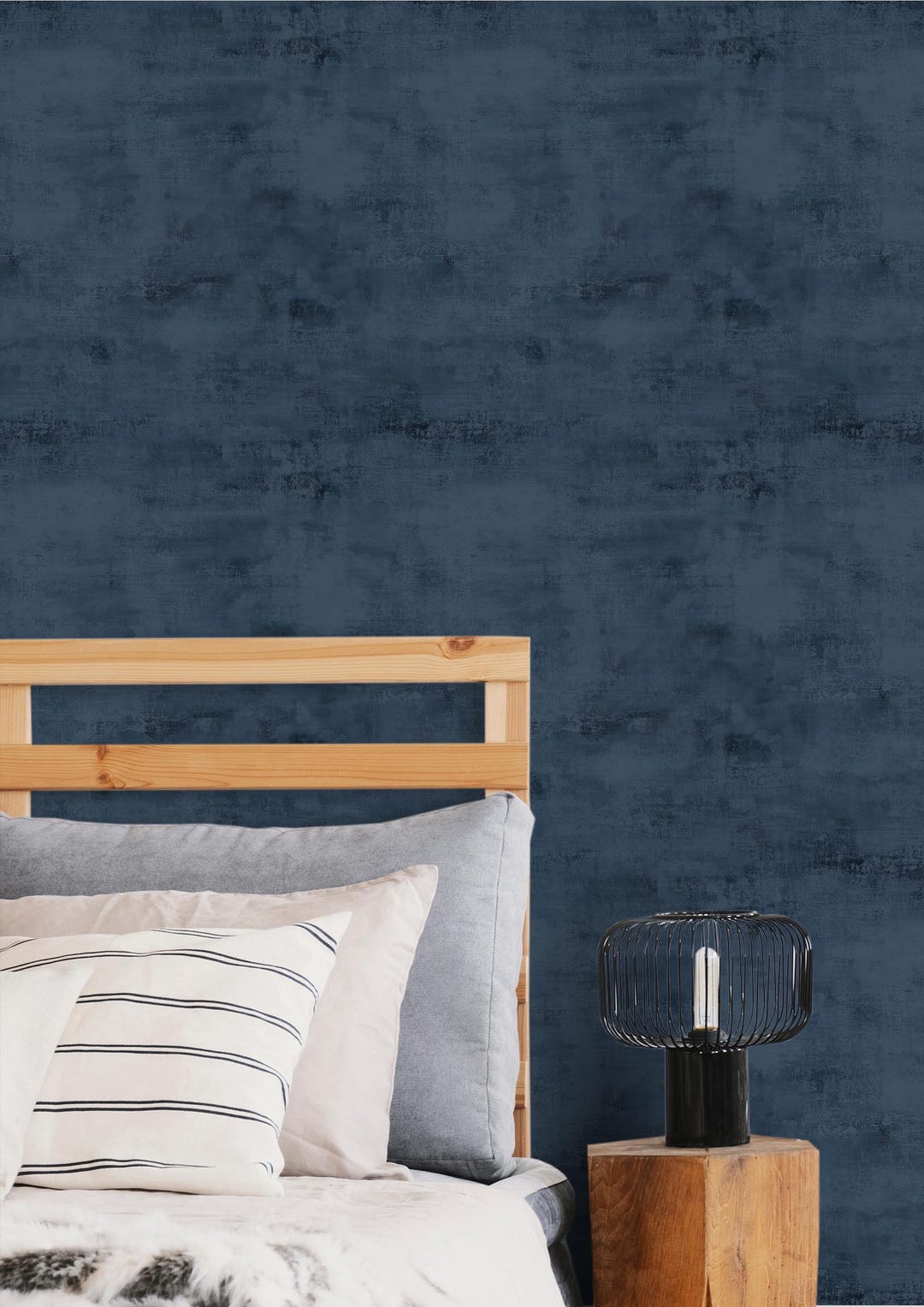 Luxury Navy Blue Peel and Stick Limewash Wallpaper | Moody Accent Wall ...