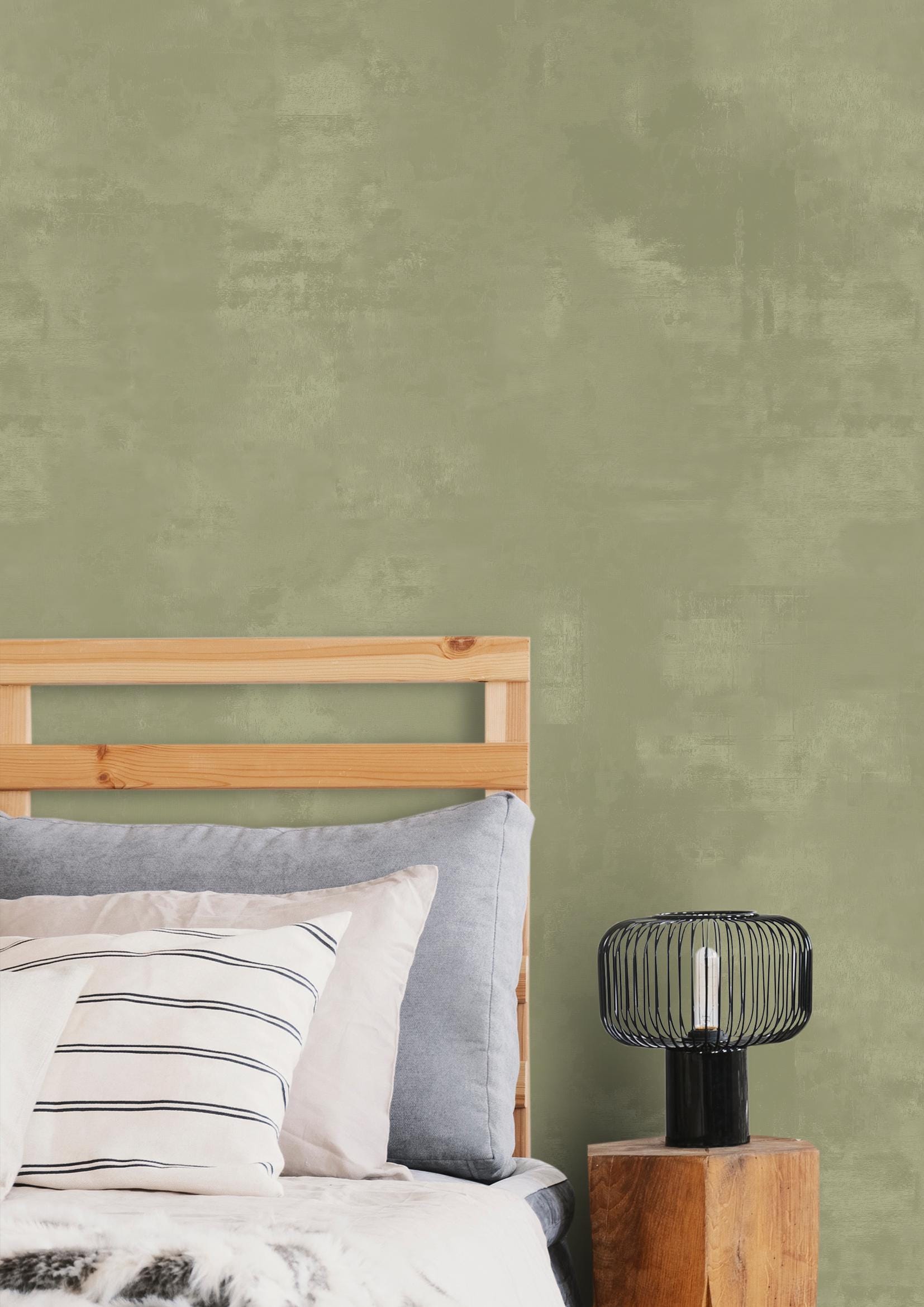 Sage Green Limewash Wallpaper | Removable Peel and Stick Bathroom Wallpaper | Olive Green Accent Wall Covering | Modern Plaster Wallpaper