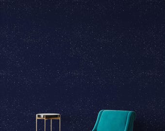 Starry Night Peel and Stick Wallpaper: Dark Blue Celestial Wall Mural