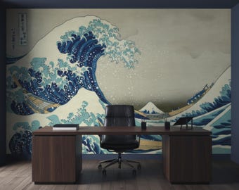Japanese Wave Mural Wallpaper: Hokusai Kanagawa Art, Peel & Stick