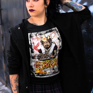 Anxiety King T-Shirt: Funny Burger Parody, Emo Punk Streetwear