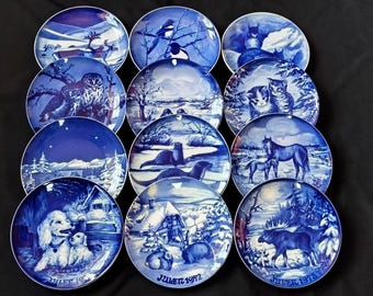 Royal Heidelberg – Weihnachtsteller – Tiere – Kobaltblau – Porzellan – 12-teilig