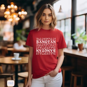 BTS Bangtan Shirt for Women - Kpop Fangirl Graphic Tee - Cute ARMY Merch T-Shirt - Korean Pop Band Gift - Trendy Retro BTS Graphic Shirt