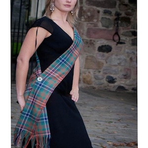 Choose your Clan Tartan - Women Long Tartan Sash Scottish Wedding Dress Available Tartans 100-Handmade Scottish Tartan