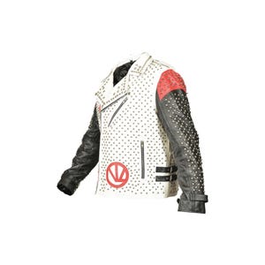 Men’s Handmade Studded Leather Jacket with Spikes – Punk Moto Biker Jacket in Genuine Cowhide Leather