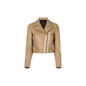 Statement Silber Spiked Lederjacke - FashionForward Nieten Oberbekleidung für Damen