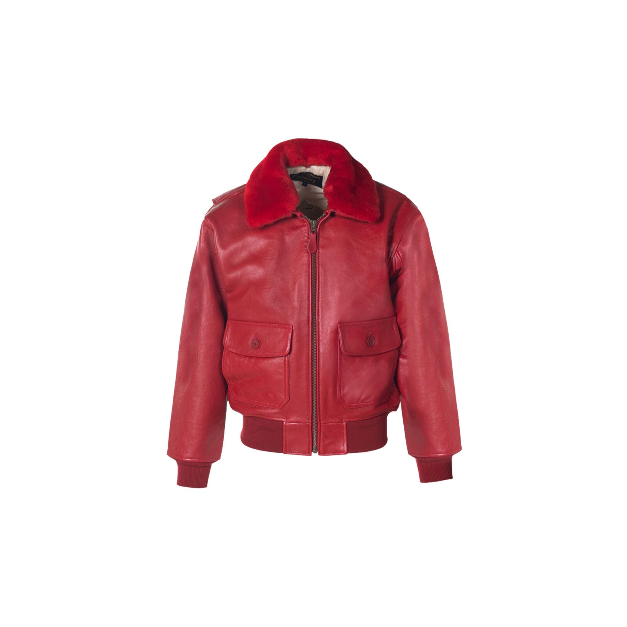 Zalando Soccx Lederjacke Damen Shearling Schott Bomberjacke Rot - Main Image