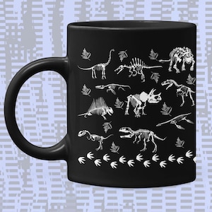 Dinosaur Skeleton Mug, Dinosaur Skeleton Cup, Fossil Dinosaur, Jurassic Mug, Paleontology Coffee Mug